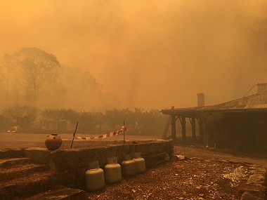 Devastation at the property of Steve Harrison and Janine King, December 2019